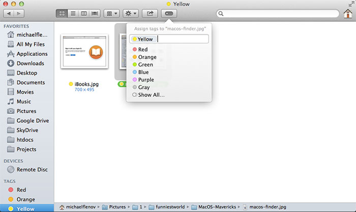 Тэги на файлах