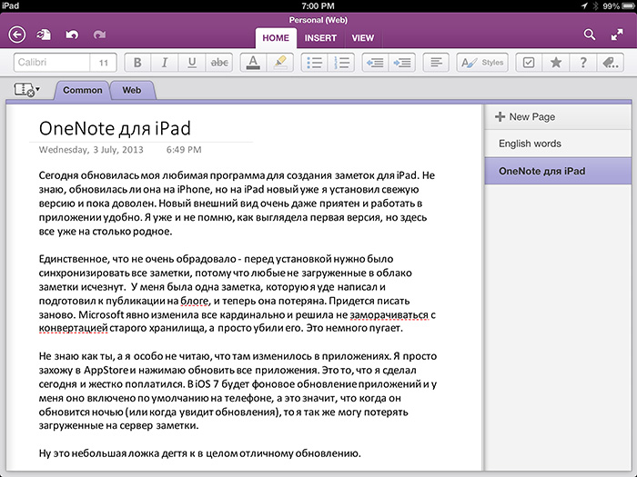OneNote for iPad